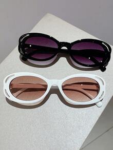 2024 New Fashion Design Frame Women's Stylish Glasses, Oval Multi-Color Frame Decorative Glasses - Multicolor - View 2