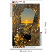 5d 風景 Diy 鑽石畫,圓形鑽石,海灘日出風景,無框家居裝飾工藝禮品,1 件 - 彩色 - 查看 2
