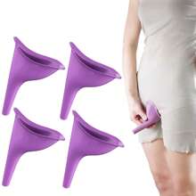 Orinal Femenino,Orinal Mujer Embudo De Silicona,Reutilizable Urinario Femenino portatil para Mujeres De Pie para Orinar,Adecuado para Camping,Actividades Al Aire Libre,Viajes,4 piezas - Morado - Ver 1