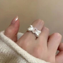 1pc Fashionable Gold-Plated Bowknot Open Ring - Sweetheart Princess Ring - View 6