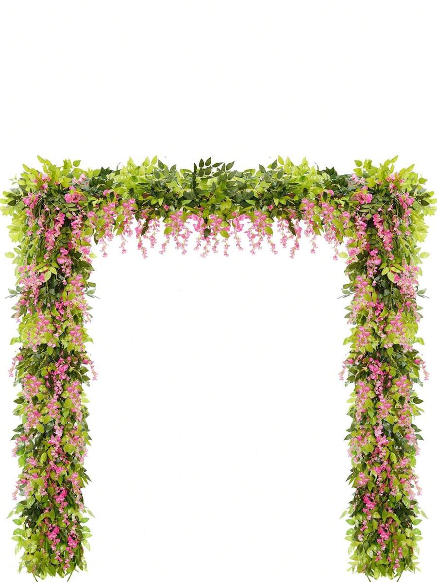 Nejlue Artificial Flowers/Plants1111 Home & Living 1 件/2 件人造花絲綢紫藤花環假紫藤藤藤絲綢吊花適合家庭花園戶外儀式婚禮拱門花卉裝飾粉紅色 - 粉色 - 查看 1