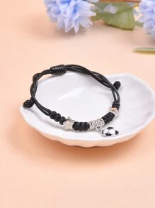 校園男女學生足球手織調節手環,跨境電商產品 - 黑色 - 查看 7