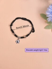 校園男女學生足球手織調節手環,跨境電商產品 - 黑色 - 查看 2