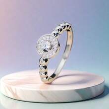 Fashionable Exquisite Personalized Micro Inlay Zirconia Classic Engagement Ring, Ideal For Girlfriend, Boyfriend, Friend, As A Festival Gift, 1pc - Wedding Ring - View 2