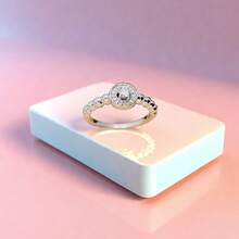 Fashionable Exquisite Personalized Micro Inlay Zirconia Classic Engagement Ring, Ideal For Girlfriend, Boyfriend, Friend, As A Festival Gift, 1pc - Wedding Ring - View 5