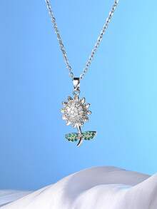 1 件多色金屬銅鑲嵌水鑽花朵吊墜項鍊,適合情人節、情侶和朋友禮物,適合女士日常佩戴 - 彩色 - 查看 16