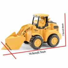 1入兒童按壓式建築玩具車輛,包括挖掘機、壓路機、起重機、推土機、夾抓機和迷你車輛 - 黃色 - 查看 3