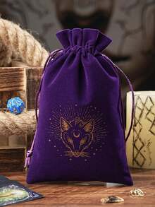 1個5.51x8.66英寸化妝袋珠寶袋旅行禮品袋，卡片收納袋，符文圖案占卜袋，非常適合收納治療水晶，骰子，工藝用品和日記，批發 - 紫色 - 查看 4