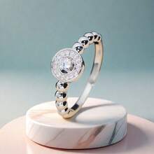 Fashionable Exquisite Personalized Micro Inlay Zirconia Classic Engagement Ring, Ideal For Girlfriend, Boyfriend, Friend, As A Festival Gift, 1pc - Wedding Ring - View 8