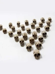 20入組條紋迷你骷髏裝飾品,適用於萬聖節、盆栽、辦公桌、家庭辦公室、生日、庭院、草坪、門廊、哥特式萬聖節房間裝飾（條紋隨機） - 棕色 - 查看 8