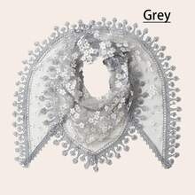 1入女士蕾絲花卉和流蘇裝飾三角圍巾,適用於春夏秋季,多功能防曬披肩,頭巾,圍巾,頭帶,旅行和日常生活波西米亞風格 - 彩色 - 查看 6