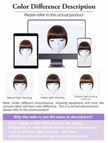 Clip In Bangs Fringe Bangs Synthetic Hair Extensions Clip On Bangs Natural Brown Flat Neat Bangs Hairpieces Hair Extension Synthetic Wig For Daily Wear - Brown - View 10