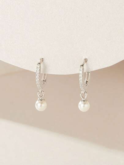 1Pair 925 Sterling Silver Shell Pearls Pendant Drop Earrings Women Anniversary Fine Jewelry Valentine'S Day