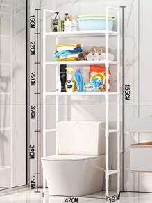 Organizador para baño lavadora rack toallero mueble estante sanitario repisa - Blanco - Ver 5