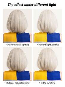 12 Inch Short Straight Hair Wig For Women, White Gold Synthetic Heat-Resistant Wig With Bangs Bob Wigs Daily Use And Christmas