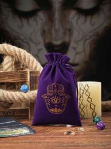 1個14x22公分/5.51x8.66英寸的柔軟天鵝絨拉繩袋,化妝品珠寶袋,旅行禮品袋,鑰匙袋,卡片收納袋,月相符文占卜袋,非常適合保持治療水晶,色子,手工藝品和日記等物品。 - 紫色 - 查看 1