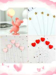 LaVenty Bear Heart Cake Topper Love Cake Decoration Valentine'S Day Cupid Cake Topper - Pink - View 7