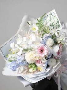 20pcs/Pack Memory Frame Waterproof Pearlescent Film Flower Wrapping Paper For Floral Arrangements And Gift Packaging - Desert Fog - View 4