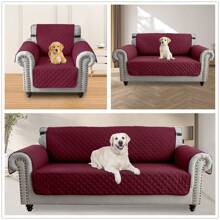 Reversible Sofa Cover Couch Slipcover Water-Repellent Anti-Slip Washable Armchair Loveseat Sofa With Elastic Strap Furniture Protector For Pet Dog - 酒紅色 - 查看 1