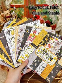 24pcs Scrapbook Paper Pads 6x6 Inch Aesthetic Bee Flower Honey Pattern Single-Sided Scrapbook Decoupage Paper For DIY Crafts Journaling Scrapbook Supplies Gift Wrapping Album Planner Embellishments Decorative Craft Paper - Yellow - View 5