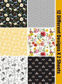 24pcs Scrapbook Paper Pads 6x6 Inch Aesthetic Bee Flower Honey Pattern Single-Sided Scrapbook Decoupage Paper For DIY Crafts Journaling Scrapbook Supplies Gift Wrapping Album Planner Embellishments Decorative Craft Paper - Yellow - View 10