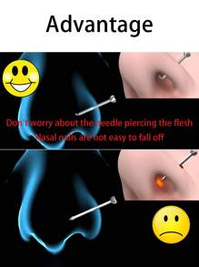 5/1pc Disposable Curved Nose Nail Safe Sterile Piercing Unit For Gem Nose Piercing Gun Not Easily Fall Off Piercer Machine Kit - White - View 3