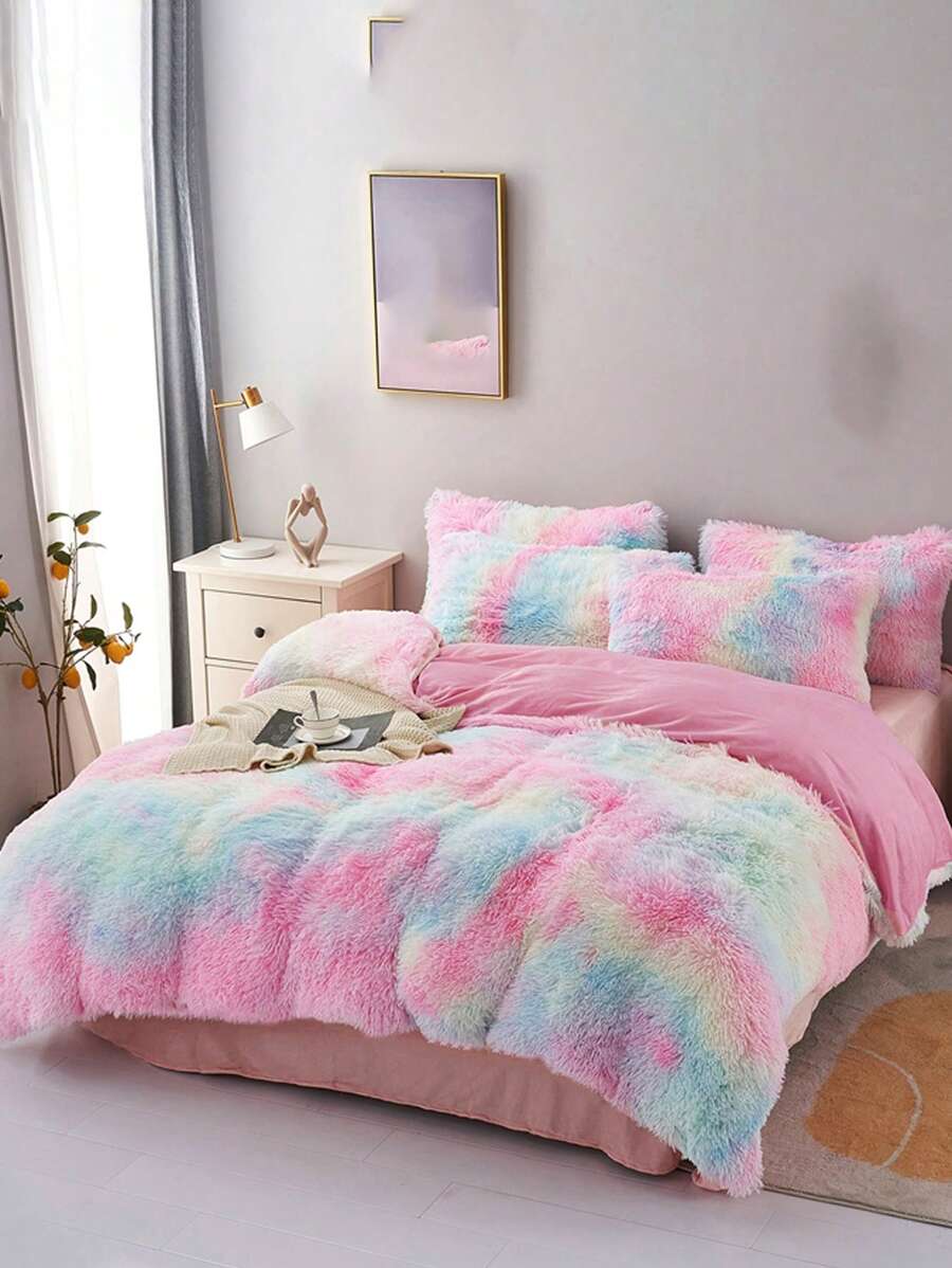 Tie Dye Fluffy Duvet Cover Set Without Filler - Multicolor - View 1