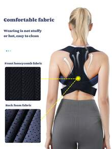 1 件背部支撑带带钢板透气成人姿势矫正器锁骨支架，宽带 - 黑色 - 查看 4