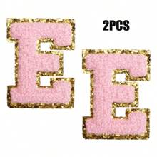 2pcs Ladies Golden Edge 4 Colors English Letters Hot Melt Glue Ironing Wool Embroidery Patches Decorate Bags And Clothes