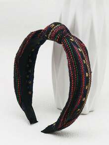 1pc Women's Multicolor Retro Style Knotted Headband, Suitable For Daily Use - Multicolor - View 2