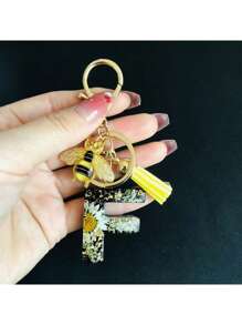 1pc A-Y Initial Keychain, Cute Daisy & Bee Resin Keyring, Suitable For Hanging On Bags, Backpacks, Cars, Great Gift For Women And Girls, Also For Valentine's Day - Multicolor - View 19