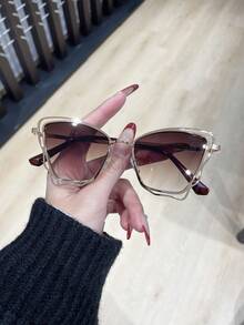 1副女士蝴蝶金属时尚不对称多边形装饰眼镜，适合夏季海滩度假、户外、旅行 - 彩色 - 查看 1