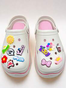 12入組有趣的鞋飾,卡通字母和花卉造型的pvc軟膠diy裝飾 (不包含鞋子) - 混色 - 查看 3