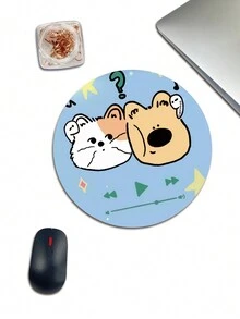 1pc Blue Cartoon Mouse Pad For Wireless & Wired Mice, With Anti-Slip Rubber Base, Washable, Suitable For Home & Office - Multicolor - View 2
