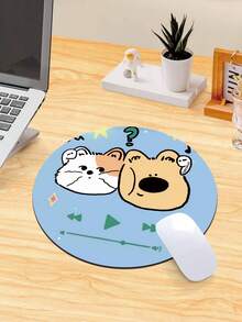 1pc Blue Cartoon Mouse Pad For Wireless & Wired Mice, With Anti-Slip Rubber Base, Washable, Suitable For Home & Office - Multicolor - View 4