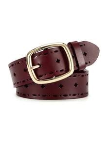 1pc Rectangle Buckle Belt Women's Vintage Milady Style Square Belt With Buckle, Suitable For Daily Wear In Autumn And Winter - Multicolor - View 12