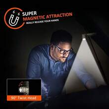 準備好手電筒 B70：90 度磁鐵 Led 燈,高亮度 1200 流明,ip65 防水 - 軍綠色 - 查看 8