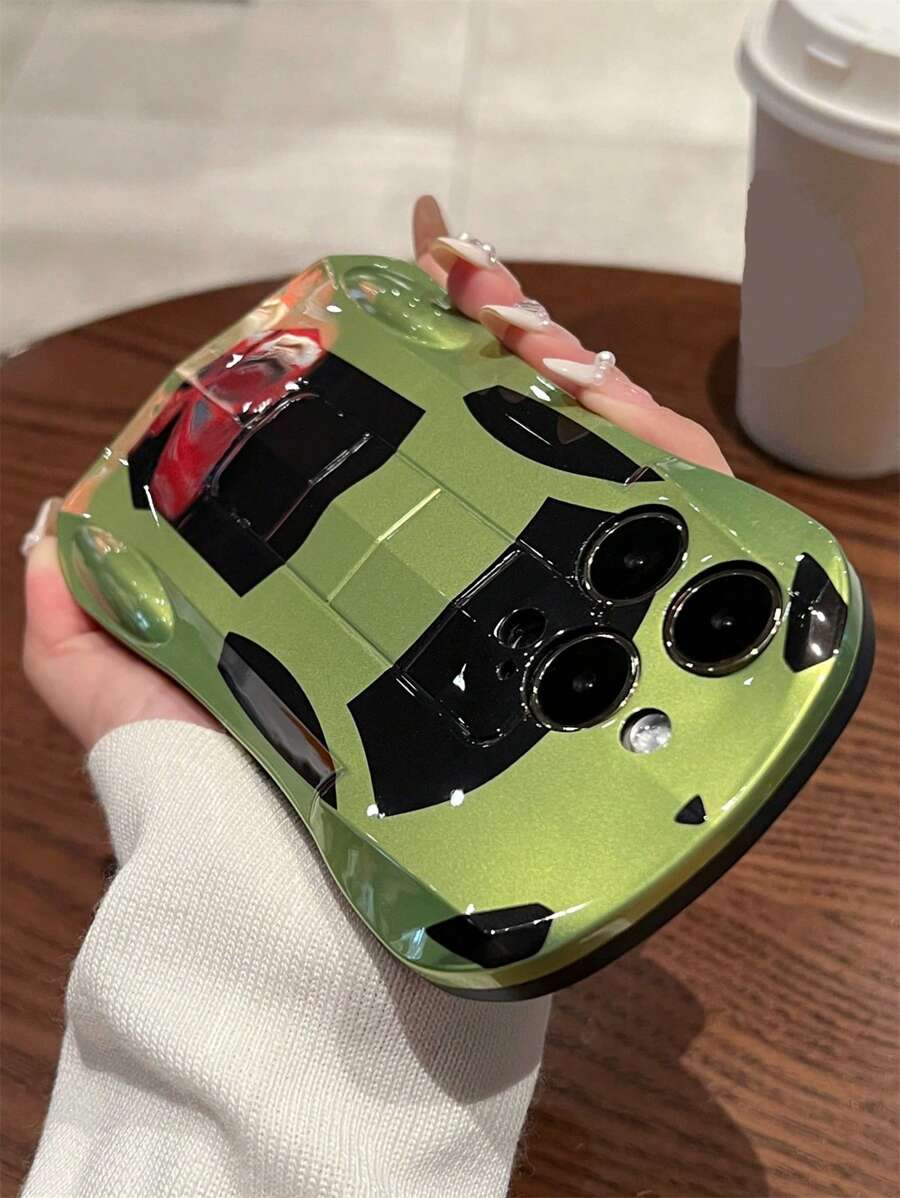 Ốp lưng điện thoại silicon mềm chống sốc hình xe thể thao 3D sang trọng thời trang Green Apple tương thích với iPhone 16 15 14 13 12 11 Pro Max - màu xanh lá - Xem 1