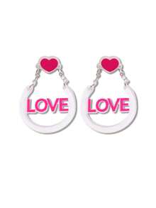 1 对欧美风格情人节新品字母“爱”女士亚克力耳环，个性化耳饰和吊坠，情人节礼物 - 彩色 - 查看 4