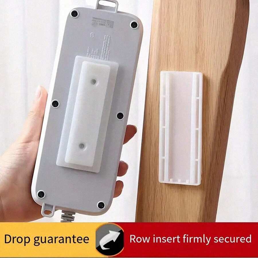 10入組壁掛式電源板固定器,自黏式桌面插座固定器,適用於家居裝飾和電線管理（隨機風格） - 白色 - 查看 1