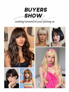 Clip In Bangs Fringe Bangs Synthetic Hair Extensions Clip On Bangs Natural Brown Flat Neat Bangs Hairpieces Hair Extension Synthetic Wig For Daily Wear - Brown - View 9