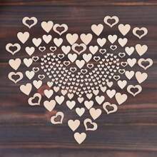 400 Pcs/Set Wooden Decorations Hearts Craft,Hollow Heart Wood Hangings For DIY Wedding Table Centerpieces,Valentine'S Gifts,Card Making - Camel - View 1