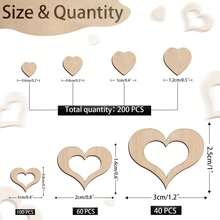 400 Pcs/Set Wooden Decorations Hearts Craft,Hollow Heart Wood Hangings For DIY Wedding Table Centerpieces,Valentine'S Gifts,Card Making - Camel - View 3