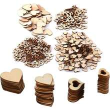 400 Pcs/Set Wooden Decorations Hearts Craft,Hollow Heart Wood Hangings For DIY Wedding Table Centerpieces,Valentine'S Gifts,Card Making - Camel - View 2
