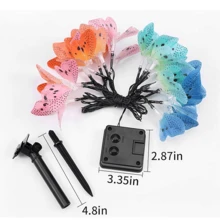 1入組太陽能戶外花園串燈,12顆蝴蝶形狀led燈,8種模式太陽能妖精裝飾照明,適用於庭院、花園、防水燈 - 彩色 - 查看 4