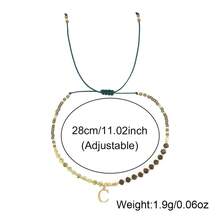 1PC Tiny Dark Green Seed Multi Gemstone Energy Jewelry 26 Letter Stack Adjustable Beaded Bracelets For Women - Multicolor - View 7