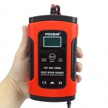 12V 5A Car Battery Charger LCD Display Full Automatic Intelligent Battery Chargers Multiple Protection Pulse Repair EU Plug - Red - View 4