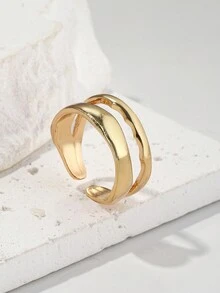 1入歐美風輕奢簡約開口金屬戒指,休閒女士戒指 - 金黃色 - 查看 3