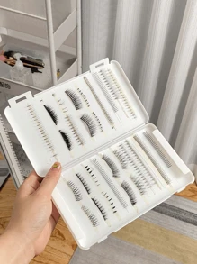 1pc False Eyelash Storage Box, Portable Eyelash Organizer Case For Professional Makeup Artist, High Capacity - White - View 4