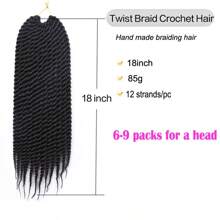 Crochet Braids 18Inch Havana Twist Braids 12Roots Thick Braided Synthetic Fiber Hair For Braids African Braiding Hair Extensioins Black Color